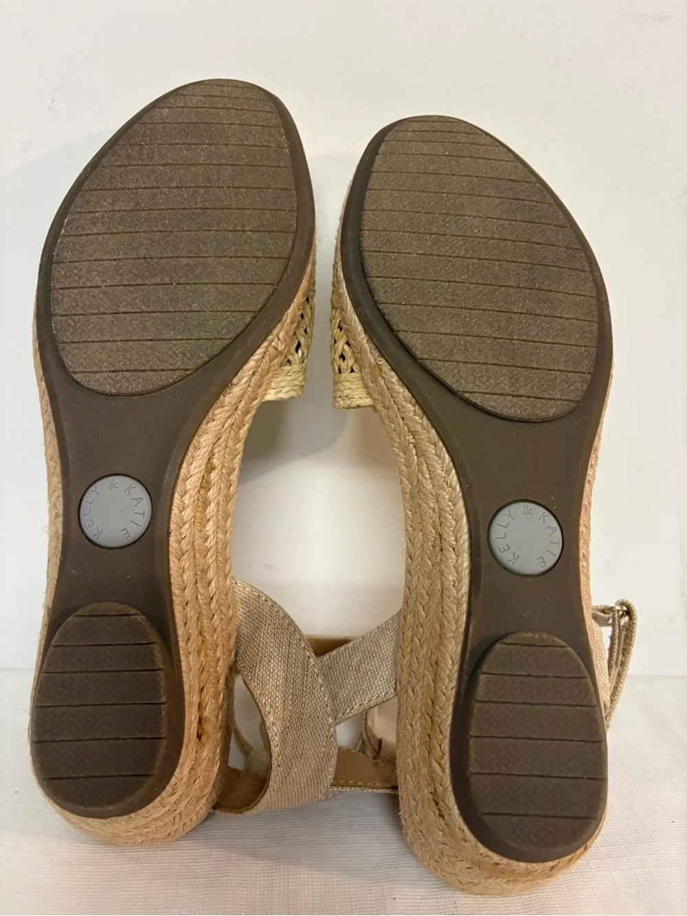 Kelly & Katie Natural Straw Espadrille Flats with Ankle Strap